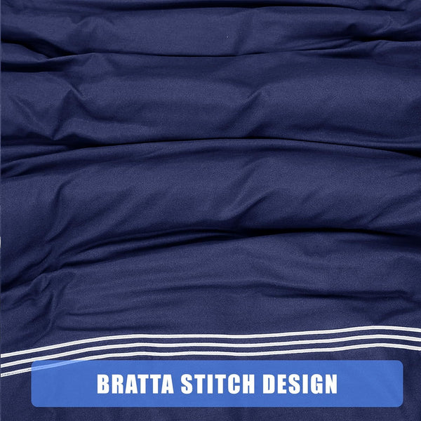My Home Store Polycotton Bratta Duvet Cover Set - Our 3pc Soft stitch Embroidered button closure Quilt cover with matching Embroidered envelop closure Pillowcases | Breathable & Lightweight Duvet cover set