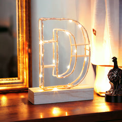 Light Up Letter | LED Alphabet Wire Frame Letter Lights | Rose Gold Copper Initials | Personalised Lighting | Battery Powered | For The Office Living Room Bedroom | Gift For Her