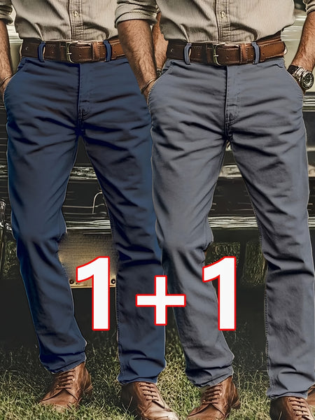 [Tongtongbang Selection OBM] 2pcs Set of Stretch Men'S Chino Pants, Light Business Semi-Formal Casual Straight Trousers