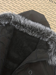 Men'S Mid-Length Oversized Hooded Jacket - Thick Fleece-Lined Full Zip Cardigan, with Drawstring Hood, Suitable for Cold Weather - Casual And Formal Outerwear, European And American Style, Perfect for Winter Layering