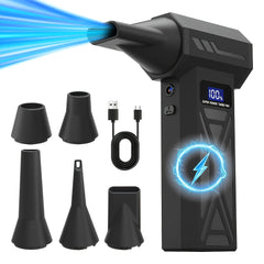 Compressed Air Dust Collector, 150000 RPM Turbo Fan Jet Air Blower Portable High-Speed Air Blower, 5000Mah Rechargeable Battery, Brushless Motor Violent Fan, Handheld Outdoor Hair Dryer, Snow Blower, Suitable for Computer Keyboard, Car, Home