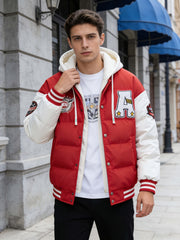 Men'S American-Style Embroidered Hoodie Jacket for Couples, Thickened for Autumn And Winter, Baseball Coat