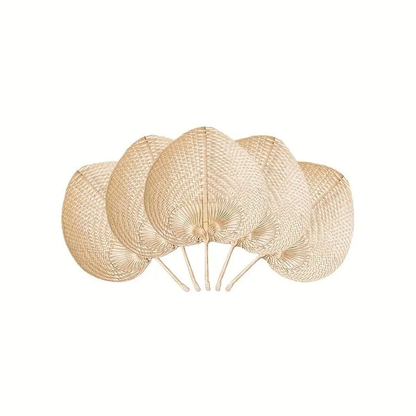 Set of 2 Hand-Woven Bamboo And Rattan Fans, Perfect for Keeping Cool in Summer, Ideal for Farmhouse-Style Wall Decor Or As Gifts for Weddings And Parties