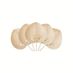 Set of 2 Hand-Woven Bamboo And Rattan Fans, Perfect for Keeping Cool in Summer, Ideal for Farmhouse-Style Wall Decor Or As Gifts for Weddings And Parties