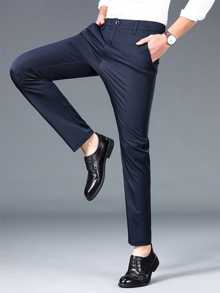 2 Men'S Professional Business Suit Pants, Elastic, Wrinkle-Resistant, Non-Ironing, Formal Pants, Casual Trousers, Loose And Versatile Casual Straight-Leg Suit Pants for Office Workers