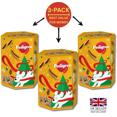 Pedigree Christmas Dog Gift Box 575g | Single OR 3-Pack Bundle | Premium Festive Dog Treats & Delicious Chews Variety Set | Bright Yellow, Red & Green Seasonal Packaging | Perfect for Christmas or Holiday Gifts & Pet Stocking Stuffers | Limited Edition Ca