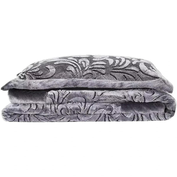 3pcs Embossed Bedspread Set - Coverless Comforter with 2 Pillow Shams, Lightweight All-Season Bedding - Soft Teddy Fleece Bedspread