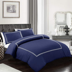 My Home Store Polycotton Bratta Duvet Cover Set - Our 3pc Soft stitch Embroidered button closure Quilt cover with matching Embroidered envelop closure Pillowcases | Breathable & Lightweight Duvet cover set