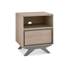 Bentley Designs Brunel Scandi Oak & Dark Grey One Drawer Nightstand, 2 Pack