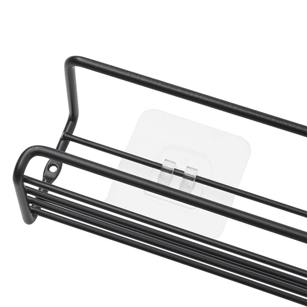 4 pieces, kitchen spice rack combination, no punching seasoning storage rack, metal wall mounted kitchen spice rack, layered storage of spices, seasonings, knives and forks, bathroom toiletries storage rack, cosmetics shelf, black