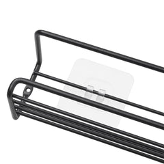 4 pieces, kitchen spice rack combination, no punching seasoning storage rack, metal wall mounted kitchen spice rack, layered storage of spices, seasonings, knives and forks, bathroom toiletries storage rack, cosmetics shelf, black