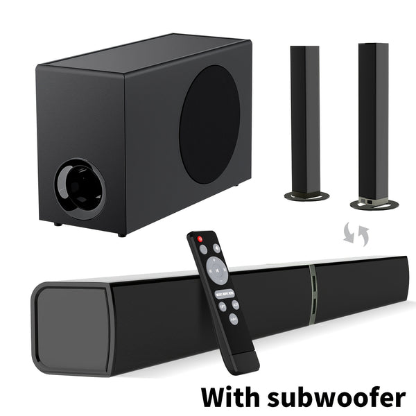SoundBar with Subwoofer, Sound Bar for Smart TV, Wireless 5.0 Soundbars, Deep Bass, TV Audio System with ARC/Opt/AUX for Enhanced Home Theater Sound Speaker with Infrared Remote Control