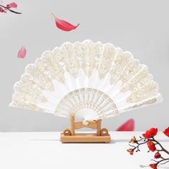 Retro Lace Pattern Hand Fan Portable Folding Fan European Style Decorative Fan for Wedding And Events
