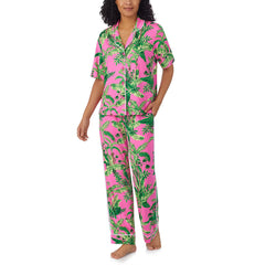 Room Service Notch Collar 2 Piece PJ Set in Blue