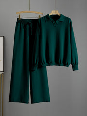 Directional Elegant New Fashion Casual Suit Pants Women'S Loose Sweater Wide Leg Pants Long Trousers Two-Piece Set