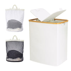 140L Lid Laundry Basket with Extra large Washing with 2 Removable Laundry Bags