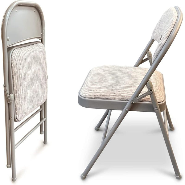 Crystals Deluxe Fabric Padded with Heavy Duty Steel Metal Frame Folding Back Rest Chair for Home Garden Office Computer Desk (1)
