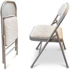 Crystals Deluxe Fabric Padded with Heavy Duty Steel Metal Frame Folding Back Rest Chair for Home Garden Office Computer Desk (1)