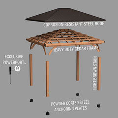 Backyard Discovery Barrington 14Ft X 12Ft (4.3 X 3.7M) Wooden Gazebo with Peaked Galvanised Steel Roof