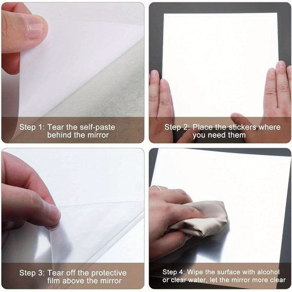 4 Pack Self Adhesive Mirror Tiles Thick Acrylic 20x20cm Mirror Stickers Self Adhesive Mirror Adhesive Mirror Tiles for Home Decoration