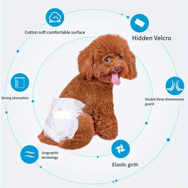 Disposable Dog Nappies Super Absorbent for Dogs, Disposable Dog Nappies Super Absorbent, Dog Wraps for Female Dogs/Male Dogs, Pet Training