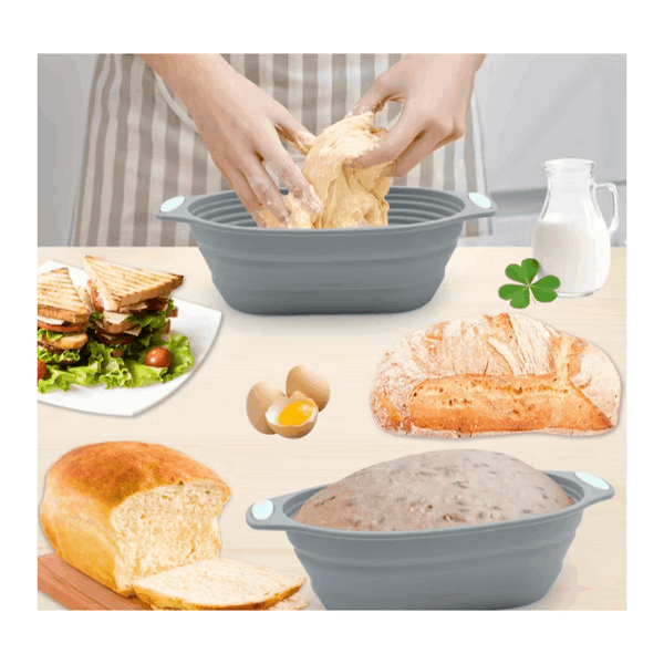 2pcs Foldable Proofing Baskets for Bread – Non-Stick Artisan Rising Bowls, Flexible Space-Saving Fermentation Set for Baguettes &Homemade Baking