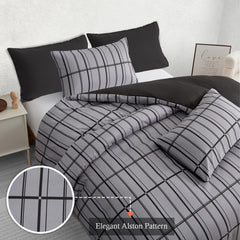 Luxury Reversible Duvet Cover Set with Matching Pillowcases – Single, Double, King & Super King Sizes – Soft Breathable Microfiber Bedding Set UK – Brick Pattern