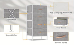 4-Drawer Chest Of Drawers with Metal Frame & MDF Wooden Top, Adjustable Feet, Anti-Tip Safety, Spacious Storage Unit for Bedroom Or Living Room (45x30x91cm/ 17.7x11.8x35.8inch)
