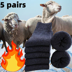 Men's Thick Warm Socks, 5 Pairs, Daily Solid Color Knee-High Winter Men’s Socks, Thermal Insulated Cold Weather Boot Socks, Classic Soft Material Hand-Wash Only for Shoes and Fashion