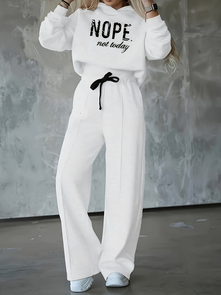 Women'S Two-Piece Casual Outfit, Featuring a Warm Hooded Sweatshirt with Letter Patterns