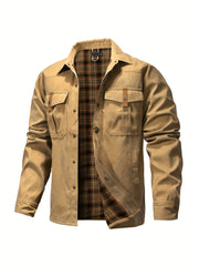 Men's Commuter Fashion Casual Solid Color Lapel Cargo Coat
