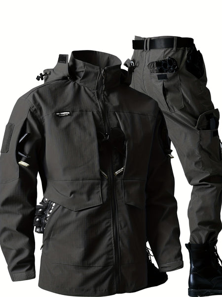 Men'S Outdoor Camouflage Jacket And Pants Set. Long Trousers, Cargo Pants for Men, Suitable for Spring And Autumn. Features Multiple Pockets, Zipper, And Mesh Fabric. Ideal for Fishing And Hiking