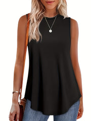 Women'S 3pcs Casual Sleeveless Tank Tops - Loose Fit, Round Neck, Solid Color, All-Season Comfort, Polyester Blend, Machine Washable, Ladies Tank Tops