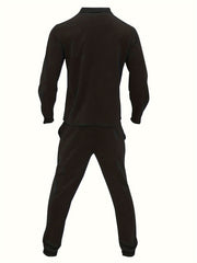 Men'S Fashionable Versatile Lapel Genuine Pocket Outwear Long Sleeve Jacket And Drawstring Solid Color Pocket Pants 2pcs Set
