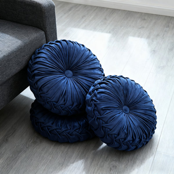 2/4pcs 3D Pumpkin Round Velvet Pleated Pillow Throw Soft Bolster Decorative Elegant Button Detail Textured Decor Waist Support Bolster Couch Sofa Chair Cushion Tatami deal for Bay Window, Floor Bedroom Living Room Lounge