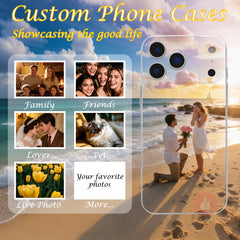 Phone Case: Custom Pictures Phone Cases for iPhone 17/16/15/14/13/12/11 Pro/Max/Plus, Personalized Phone Case, & Scratch-Resistant Thin, Light and Soft Material, Clear Case, Perfect as a Gift for Valentine's Day, Birthdays and Anniversaries.