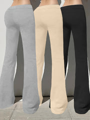 European and American Spring/Summer New Fashion Women's Bottoms: Flared Straight-Leg Pants with Classic English Text Print, Daily Casual Butt-Lifting Peach Butt Long Pants, Three-Piece Set