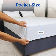 4B Quilted Waterproof Mattress Protector Extra Deep 30cm with Quilted Top Layer and All-Around Elastic, Designed for Stable Mattress Fit and Easy Maintenance, Suitable for Home Use, Guest Rooms and Let Properties, Available in Single Small Double 4FT Doub