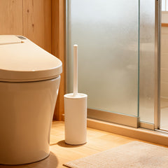 A Set Of Bathroom Toilet Brush And Plastic Stand with A Long Plastic Handle And Soft Flexible Bristles The Toilet Brush Stand And Base Are Drip Proof And Leak Proof(white)