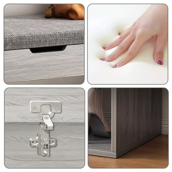Heavy Duty Shoe Storage Bench with Cushion, Large Shoe Bench Storage with Seat, Two Layer Shoe Rack Storage, Shoes Storage Cabinet Organiser Cushion Padded Seat Hallway Stools for Hallway Foyer
