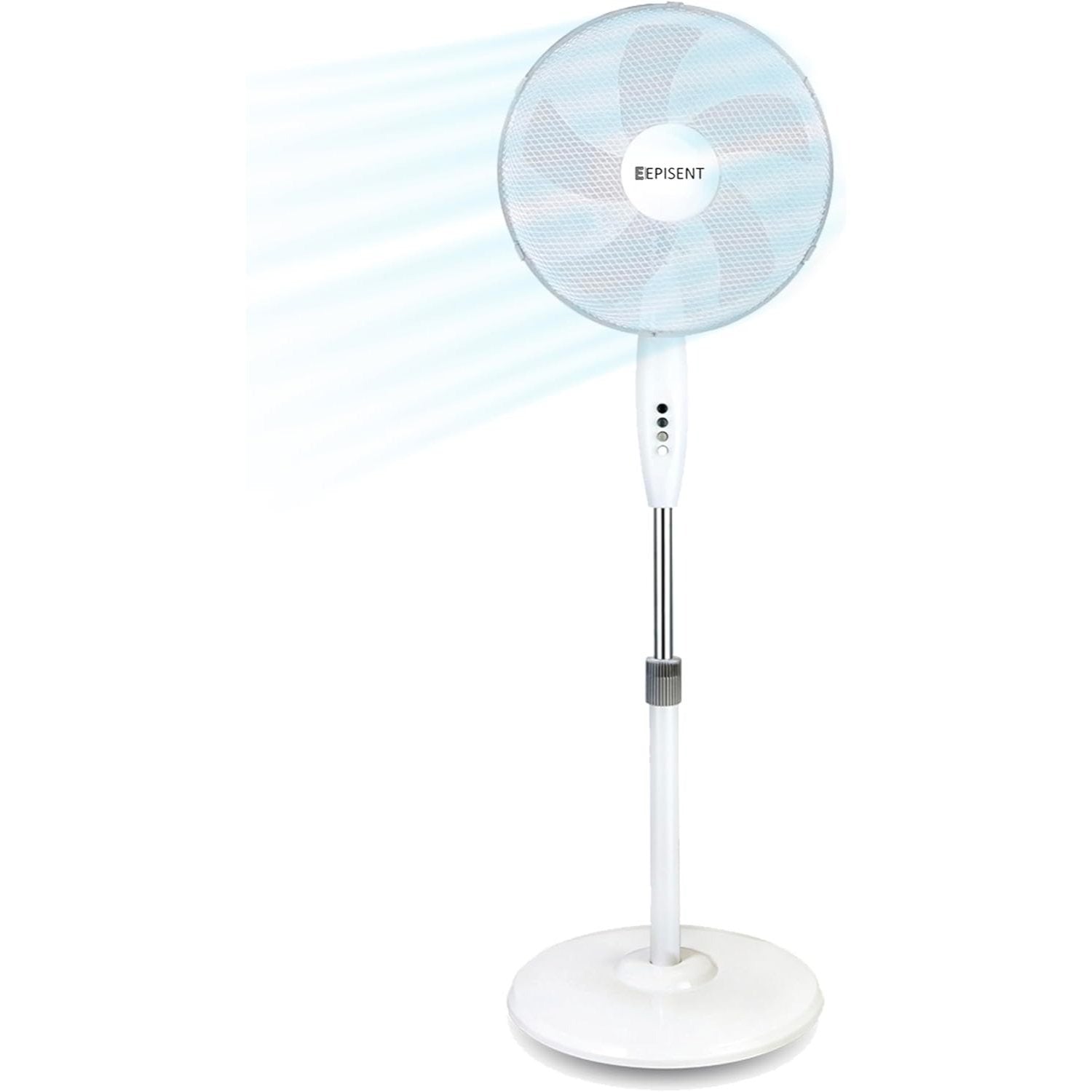 EPISENT 16 Inch Pedestal Fan – Adjustable Height Standing Fan with 3 Speed Settings, Oscillating Cooling Fan with Tilt Head for Home, Bedroom, Office & Living Room