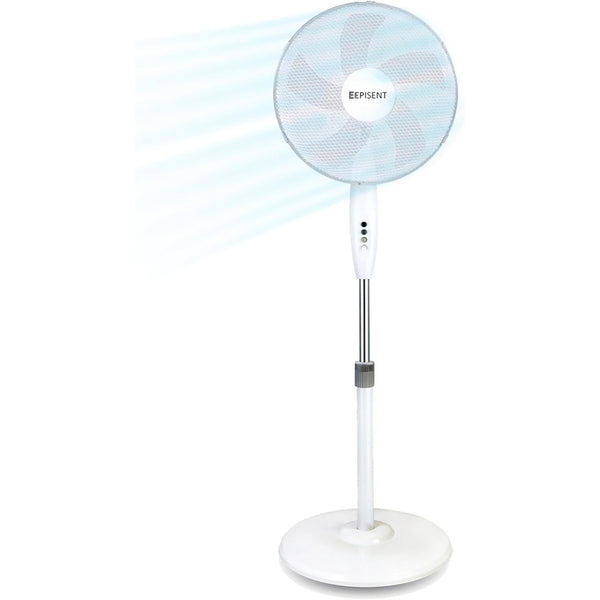 EPISENT 16 Inch Pedestal Fan – Adjustable Height Standing Fan with 3 Speed Settings, Oscillating Cooling Fan with Tilt Head for Home, Bedroom, Office & Living Room
