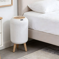 12L High Foot Trash Can Modern Bathroom Waste Bin with Lid Round Kitchen Living Room Rubbish Garbage Bin