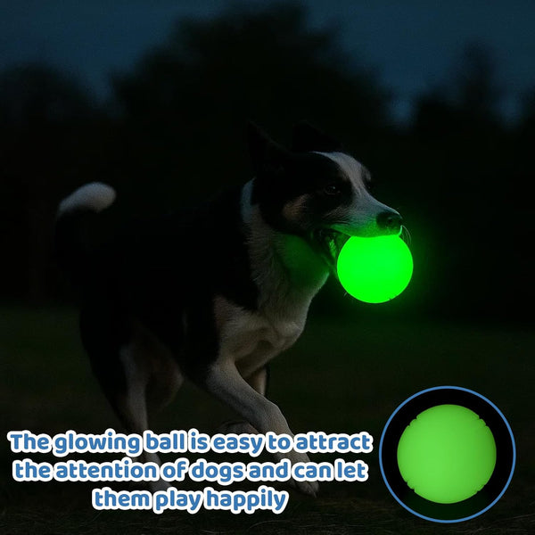 Glow-In-The-Dark Rubber Dog Ball - Durable, Bite-Resistant Chew Toy Suitable for All Breeds - Interactive Play And Dental Health, Medium Size, Battery-Free, Play Toy | Interactive Dog Toy | Durable Dog Toy, No Batteries Required