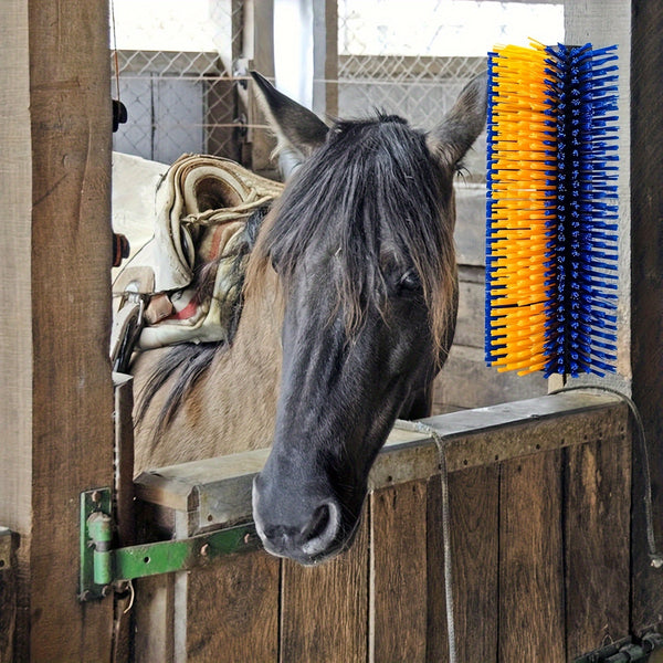 Horse Grooming Brush, Massage & Cleaning Brush with Plastic Horsehair, for Horses Cattle Goats Sheep Pigs