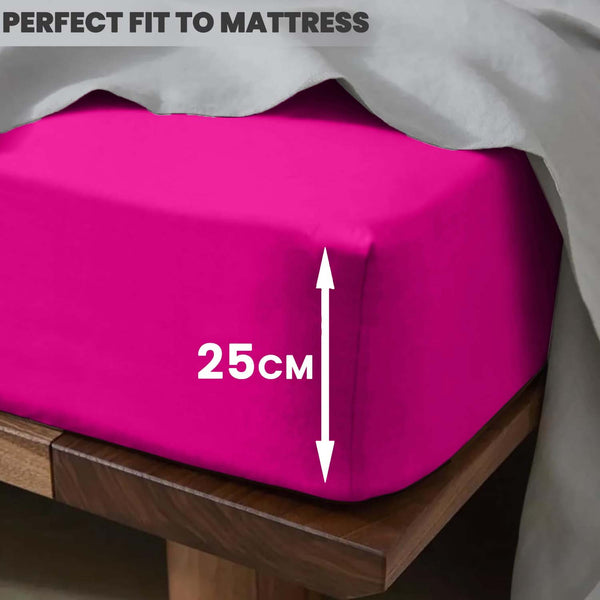 1pc 25cm Extra Deep Fitted Sheet – Solid Color Hotel-Quality Bedsheet, Ultra-Soft & Brushed Microfiber Bedding Sheet, Machine Washable, Single, Double, King, & Super King Sizes Available