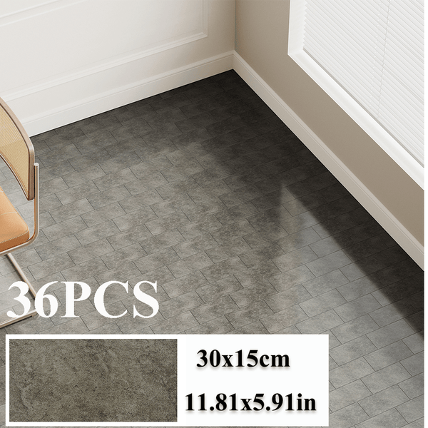 36-Pack High-Quality Self Adhesive Floor Tiles, 15x30cm Peel and Stick SPC Vinyl Planks for Kitchen, Bathroom, Bedroom & Living Room, Realistic Stone/ Wood Look Efffect Waterproof PVC Flooring, Easy DIY Installation