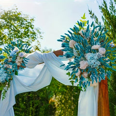 57pcs Boho Artificial Flower Bouquet with Bunny Rabbit Tail- Handmade-Look Pampas Grass Wedding, Shower& Seasonal Arrangements, DIY Outdoor/ Fake Flowers for Bohemian Home Garden Decor(57pcs)- No Maintenance Required, Christmas Decor