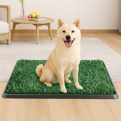 20 x 16 inch Dog Toilet Tray with Artificial Grass – Reusable Dog Litter Tray for Puppies and Small Dogs, Portable Potty with Drainage System for Flat or Home Use Indoor