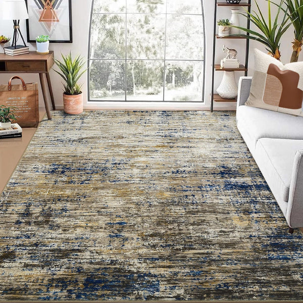 Contemporary Abstract Area Rug, Machine Washable And Non-Shedding, Soft Low Pile Design for Kitchen, Living Room, Hallway, And Laundry Room